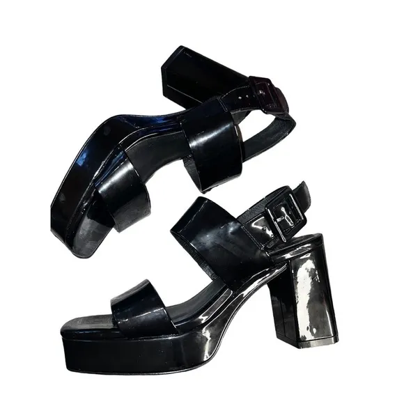 ▶️ Jeffrey Campbell ◀️ Black Patent Leather Miranda Platform Shoes  7.5