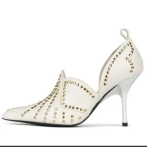 ▶️ JEFFREY CAMPBELL ◀️. Spangled D'orsay Pump - White Gold Leather 9.5