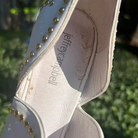 ▶️ JEFFREY CAMPBELL ◀️. Spangled D'orsay Pump - White Gold Leather 9.5