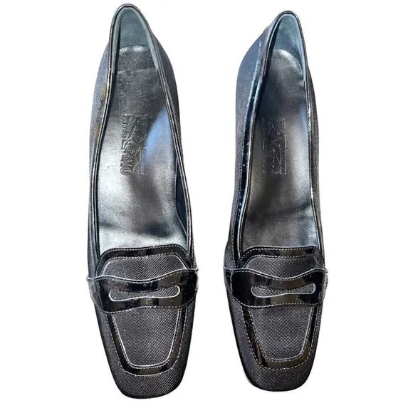 ▶️ Salvatore Ferragamo◀️ Loafer Style Slip On Shoes with Small Heel  size 9.5