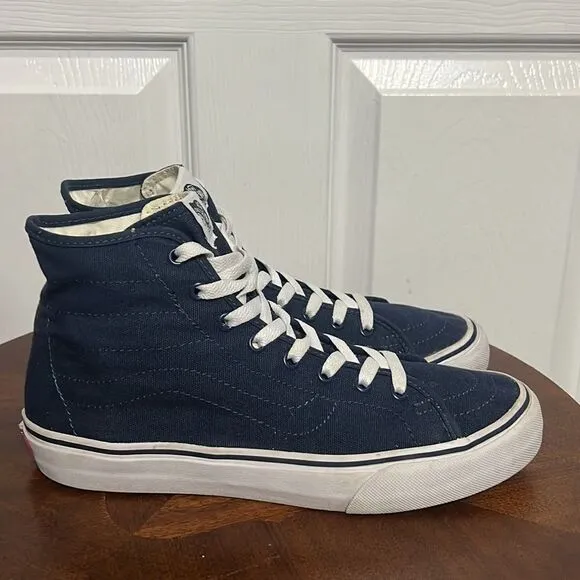🔥🔥 VANS OLD SKOOL SK8 Hi Canvas Navy Sneakers - Men 8 / Women 9.5 - EXCELLENT