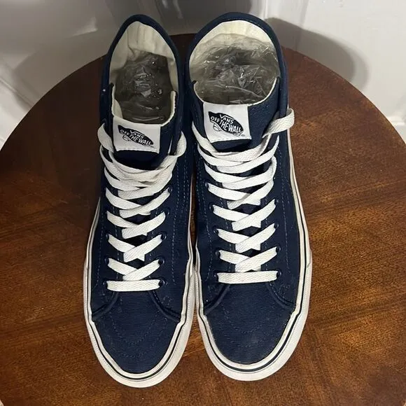 🔥🔥 VANS OLD SKOOL SK8 Hi Canvas Navy Sneakers - Men 8 / Women 9.5 - EXCELLENT
