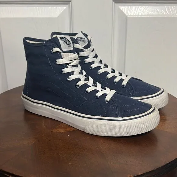 🔥🔥 VANS OLD SKOOL SK8 Hi Canvas Navy Sneakers - Men 8 / Women 9.5 - EXCELLENT