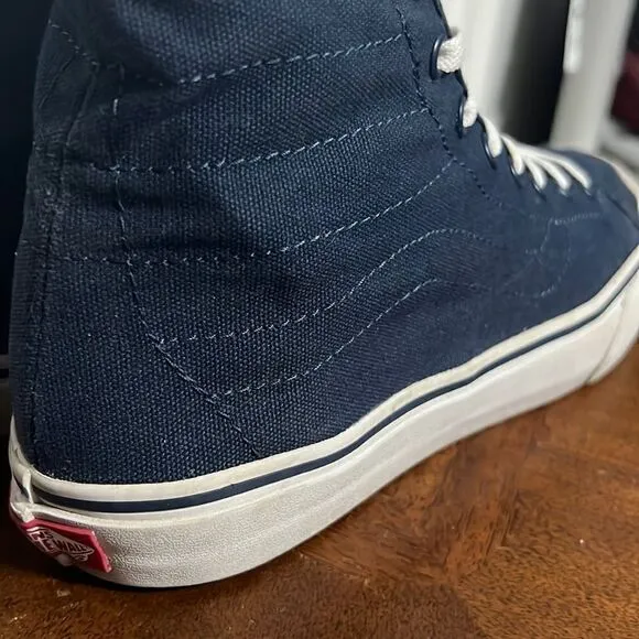 🔥🔥 VANS OLD SKOOL SK8 Hi Canvas Navy Sneakers - Men 8 / Women 9.5 - EXCELLENT