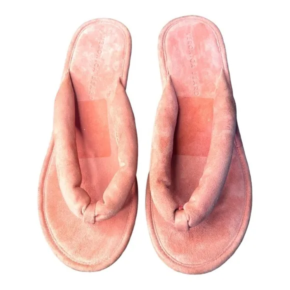 ▶️ Veronica Beard ◀️ Geno Suede Wedge Thong Sandals in Pink. Size 7.5
