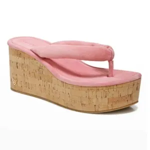 ▶️ Veronica Beard ◀️ Geno Suede Wedge Thong Sandals in Pink. Size 7.5