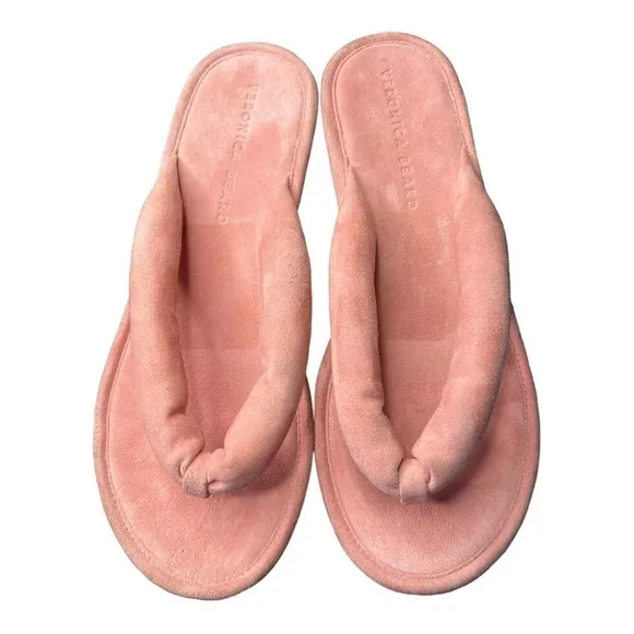 ▶️ Veronica Beard ◀️ Geno Suede Wedge Thong Sandals in Pink. Size 7.5