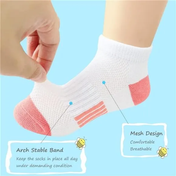 12 Pairs Kids Ankle Athletic Socks Cotton Sports Socks, White