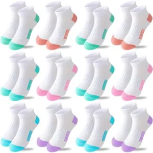 12 Pairs Kids Ankle Athletic Socks Cotton Sports Socks, White