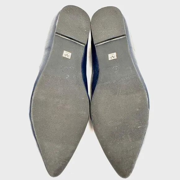 19V69 ITALIA by Alessandro Versace 'Gemma' Navy Flats Shoes Silver Tone Studs 8M