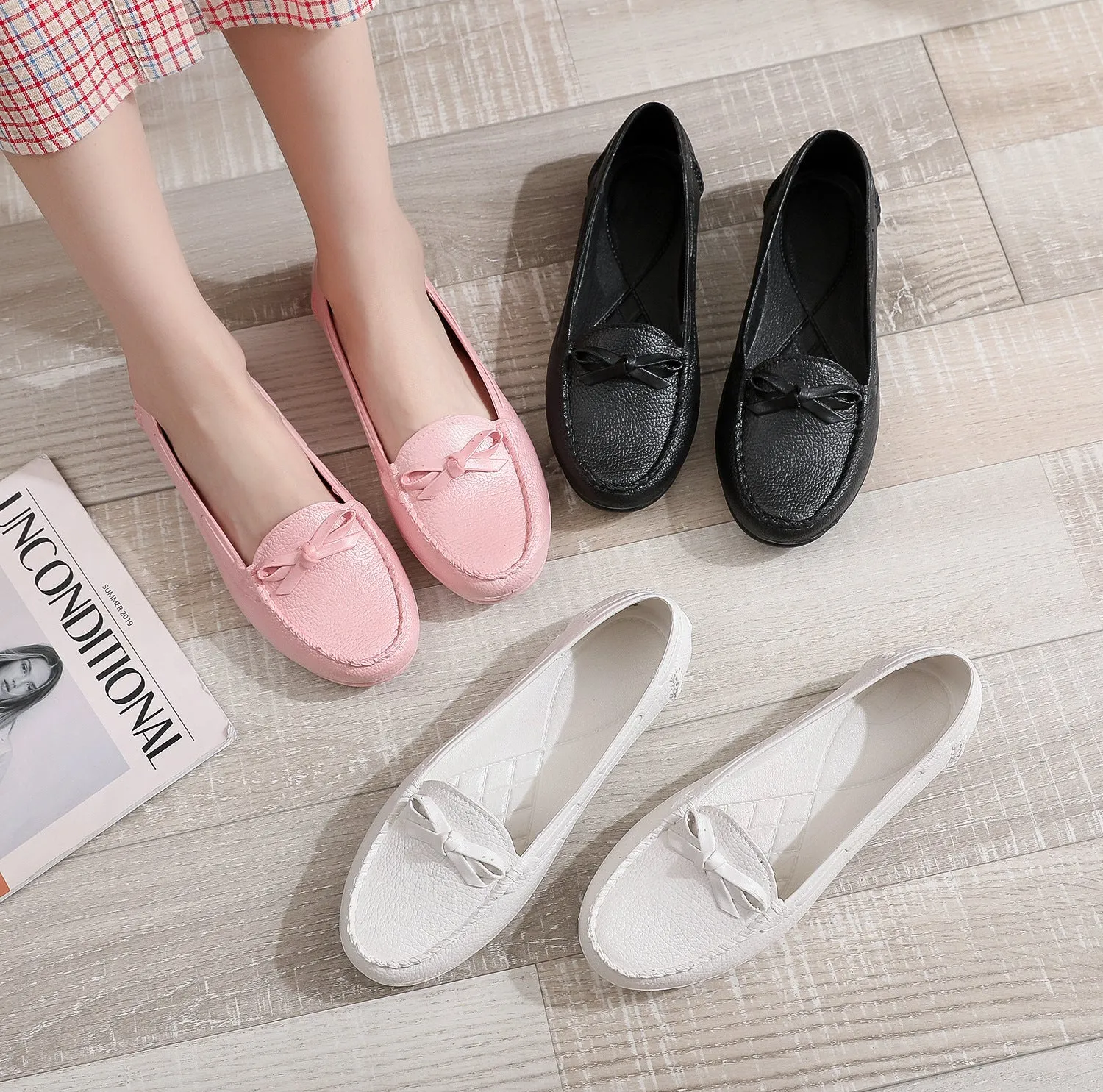 [2025 K-Style] OPERA Comfy White Doudou Flats for Women 👟 Perfect for Nurses, Moms & Pregnant Women | Lightweight & Super Soft