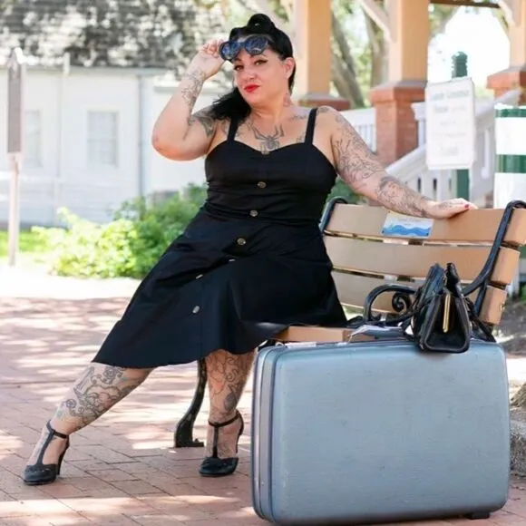 59. Retro button down Fit &amp; Flare dress