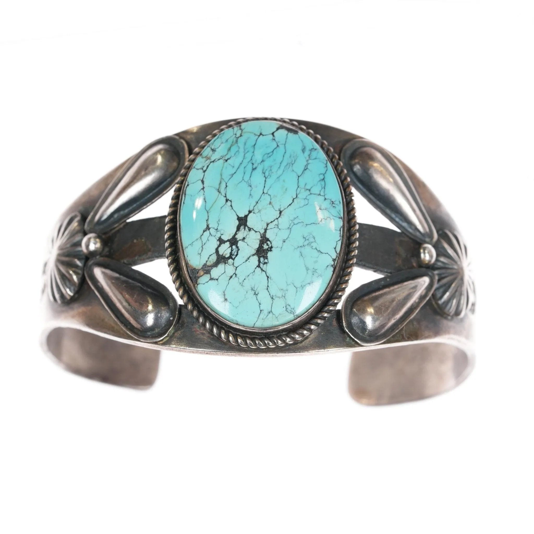 6.625" Kirk Smith Navajo sterling and turquoise cuff bracelet