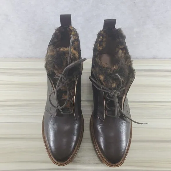 7.5 Kelsi Dagger Patterson Hiking Ankle Boots Fur Platform Block Heel Booties