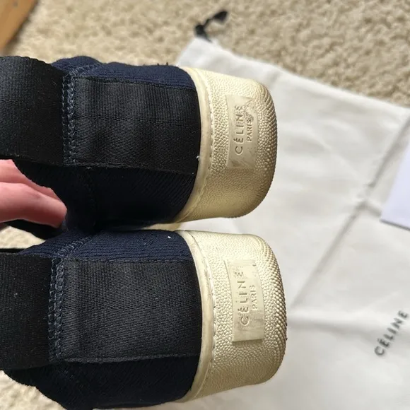 $770 Celine dark navy pull on canvas sneakers 35mm. 40/10