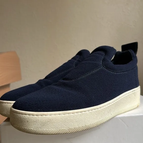 $770 Celine dark navy pull on canvas sneakers 35mm. 40/10