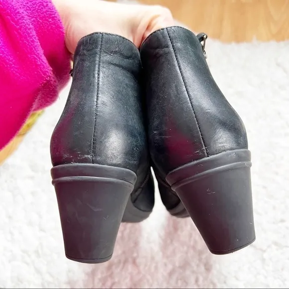 ABEO B.I.O. Women's ROMMIE NEUTRAL Black Leather Ankle Heeled Booties Size 7.5N