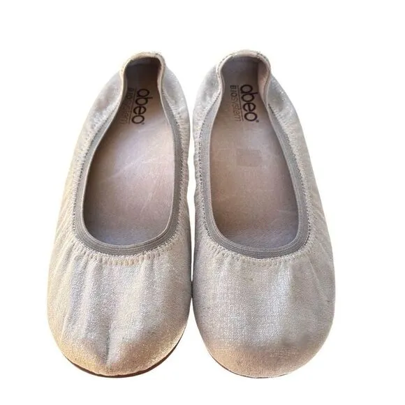 Abeo Tia BIO System Ballet Flats Slip On Golden Metallic Leather Shoes Size 9.5N