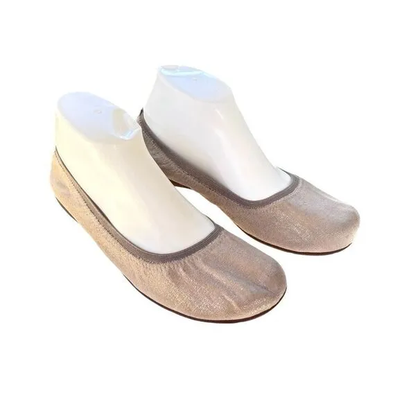 Abeo Tia BIO System Ballet Flats Slip On Golden Metallic Leather Shoes Size 9.5N
