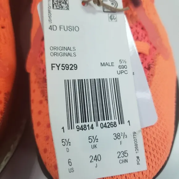 Adidas 4D Fusio Screaming Orange Prime knit FY5929 Casual Running shoes Men's 6