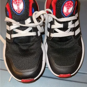 Adidas Black and Red Sneakers with Breathable Mesh and White Sole