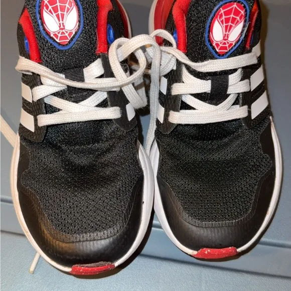 Adidas Black and Red Sneakers with Breathable Mesh and White Sole