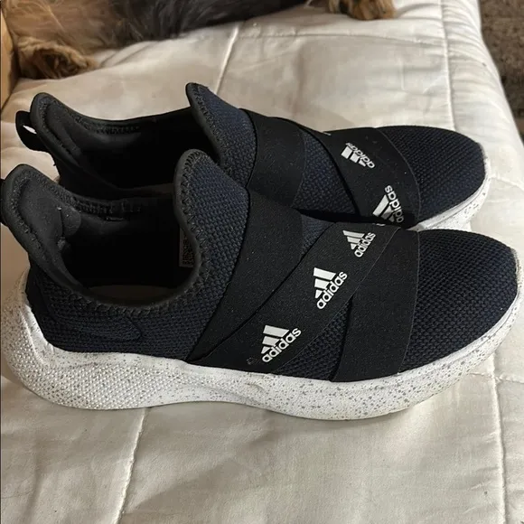 Adidas Black and White Slip-On Sneakers