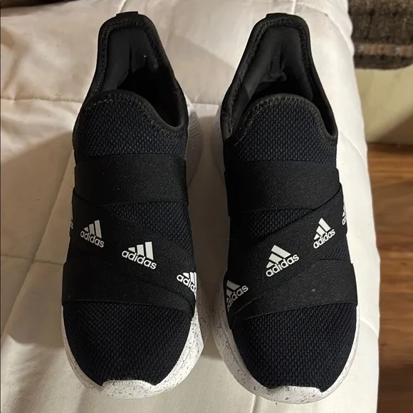 Adidas Black and White Slip-On Sneakers