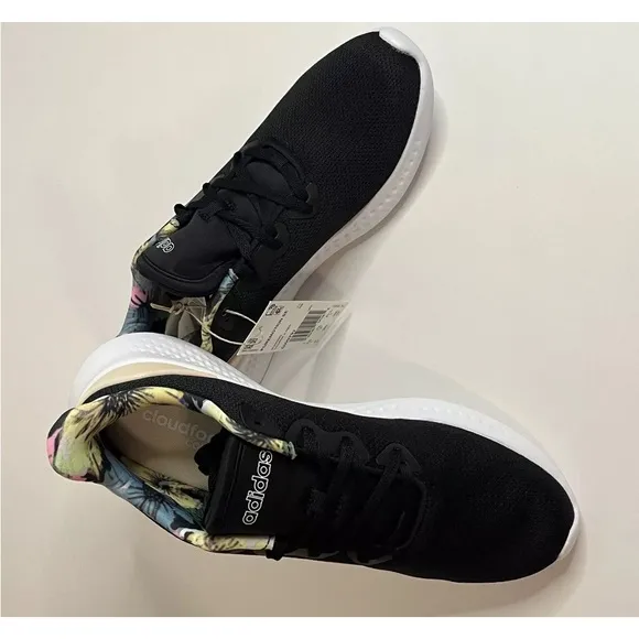 Adidas Black Sneakers with Mesh Upper and Shock-Absorbing Sole