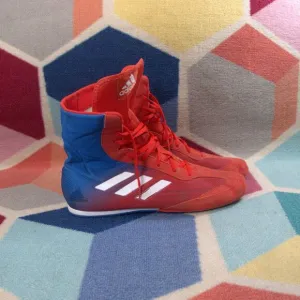 Adidas Box Hog Boxing Shoes Boots Red Blue White High Top Mens Size 12