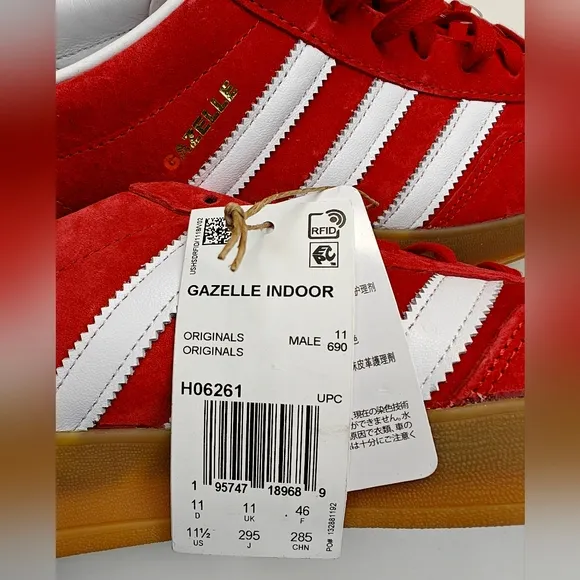 Adidas Gazelle Indoor Scarlet Red H06261 Casual Suede Leather Sneakers Men 11.5