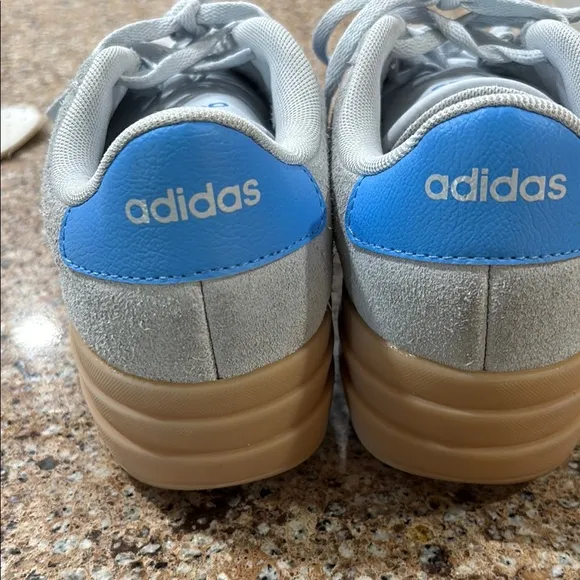 Adidas Gray and Blue Suede Sneakers with Gum Sole