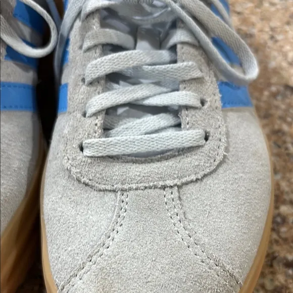 Adidas Gray and Blue Suede Sneakers with Gum Sole