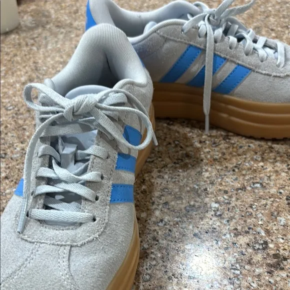 Adidas Gray and Blue Suede Sneakers with Gum Sole