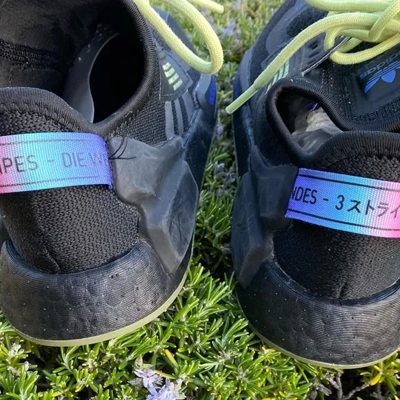 Adidas Kids Black and Green NMD R1 V2 Shoes