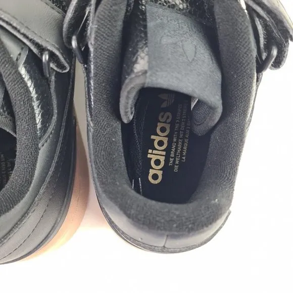 Adidas Mens Forum Original Shoes Casual Sneaker Leather Black Gum