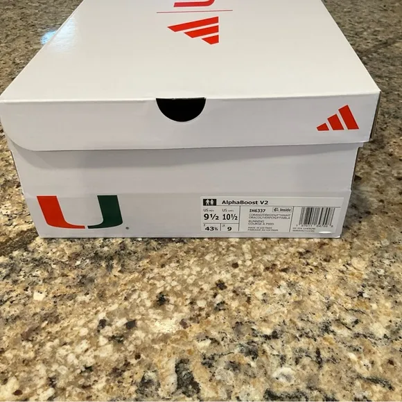 Adidas Miami Hurricanes Alphaboost  IH6337 V2 Shoes Men Size 9.5 Full Box