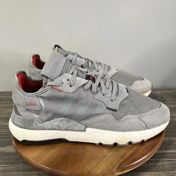 adidas Nite Jogger Mens Size 13 Grey Red Sneakers Casual Shoes EE5869