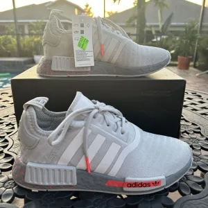 Adidas NMD_R1 J All Over Print Light Grey Signal Pink Kid's Shoes FV1697 Size 6