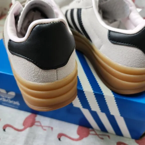 Adidas Originals Gazelle Bold Low Top Casual Shoes Pink Brown