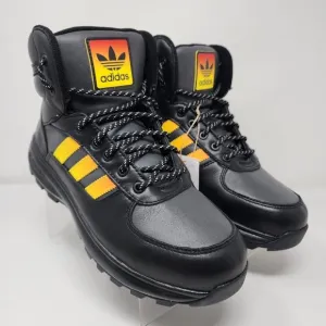 Adidas Originals Hiking Boots Mens 10 Black Chasker Logo 3 Stripes Hi Sneakers