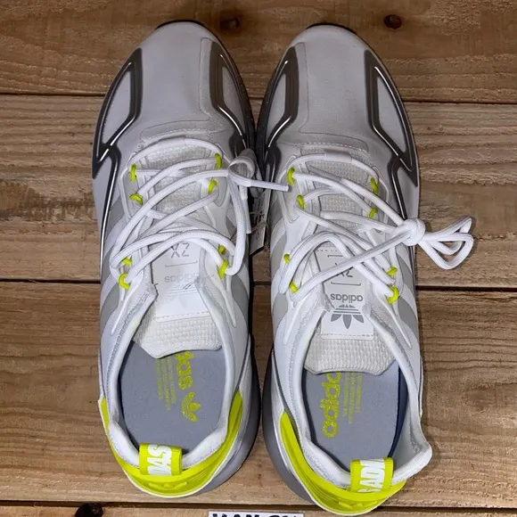 adidas Originals ZX 2K Boost White Grey Yellow Casual Running Shoes H06577 Sz 11