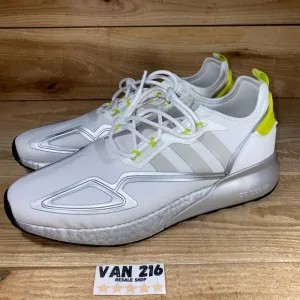 adidas Originals ZX 2K Boost White Grey Yellow Casual Running Shoes H06577 Sz 11