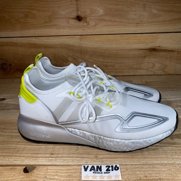 adidas Originals ZX 2K Boost White Grey Yellow Casual Running Shoes H06577 Sz 11