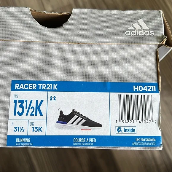 Adidas Racer TR21 K Cloud Foam Sneakers Unisex Shoes Black White Big Kids