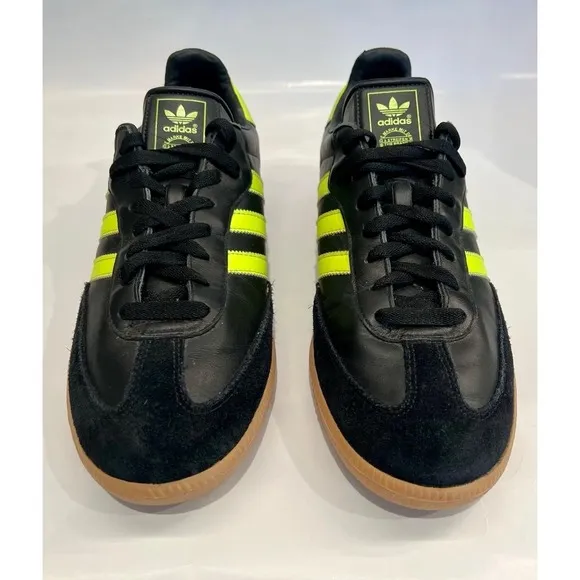 Adidas Samba OG Shock Yellow Neon Black Size 11.5 Mens Shoes Limited Edition EUC