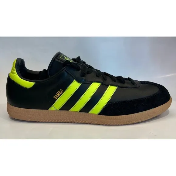 Adidas Samba OG Shock Yellow Neon Black Size 11.5 Mens Shoes Limited Edition EUC