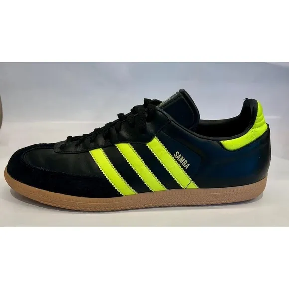 Adidas Samba OG Shock Yellow Neon Black Size 11.5 Mens Shoes Limited Edition EUC