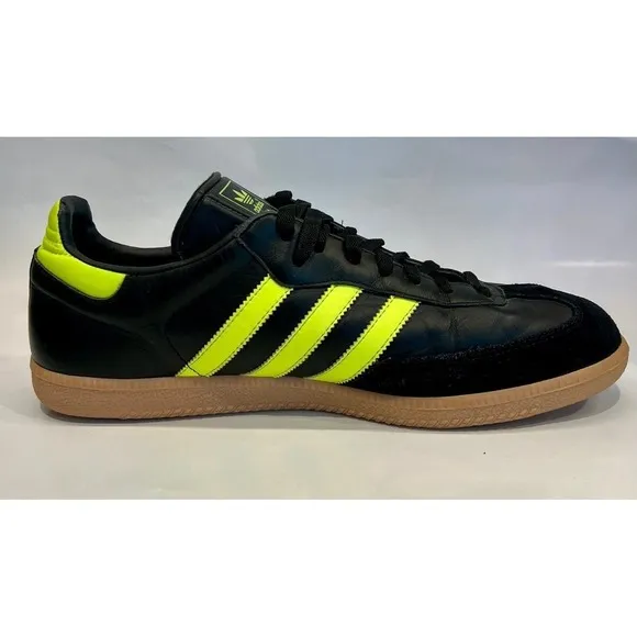 Adidas Samba OG Shock Yellow Neon Black Size 11.5 Mens Shoes Limited Edition EUC
