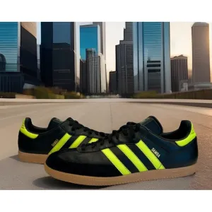 Adidas Samba OG Shock Yellow Neon Black Size 11.5 Mens Shoes Limited Edition EUC